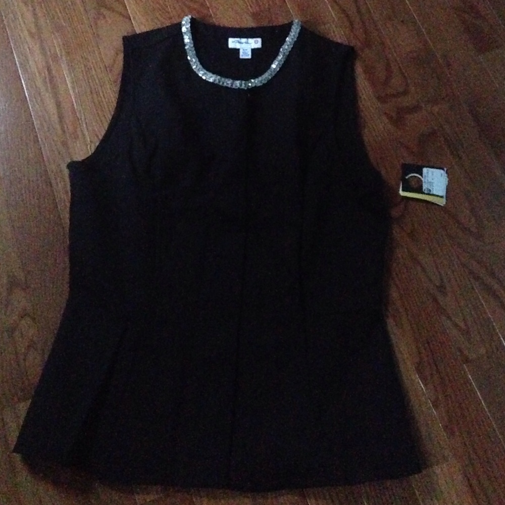 3.1 Phillip Lim Black Sleeveless Top with Silver Accents